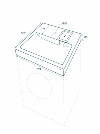 Раковина из искусственного камня Paulmark WELT PM730431 60х60 над стиральной машиной цвет белый 1 отверстие под смеситель